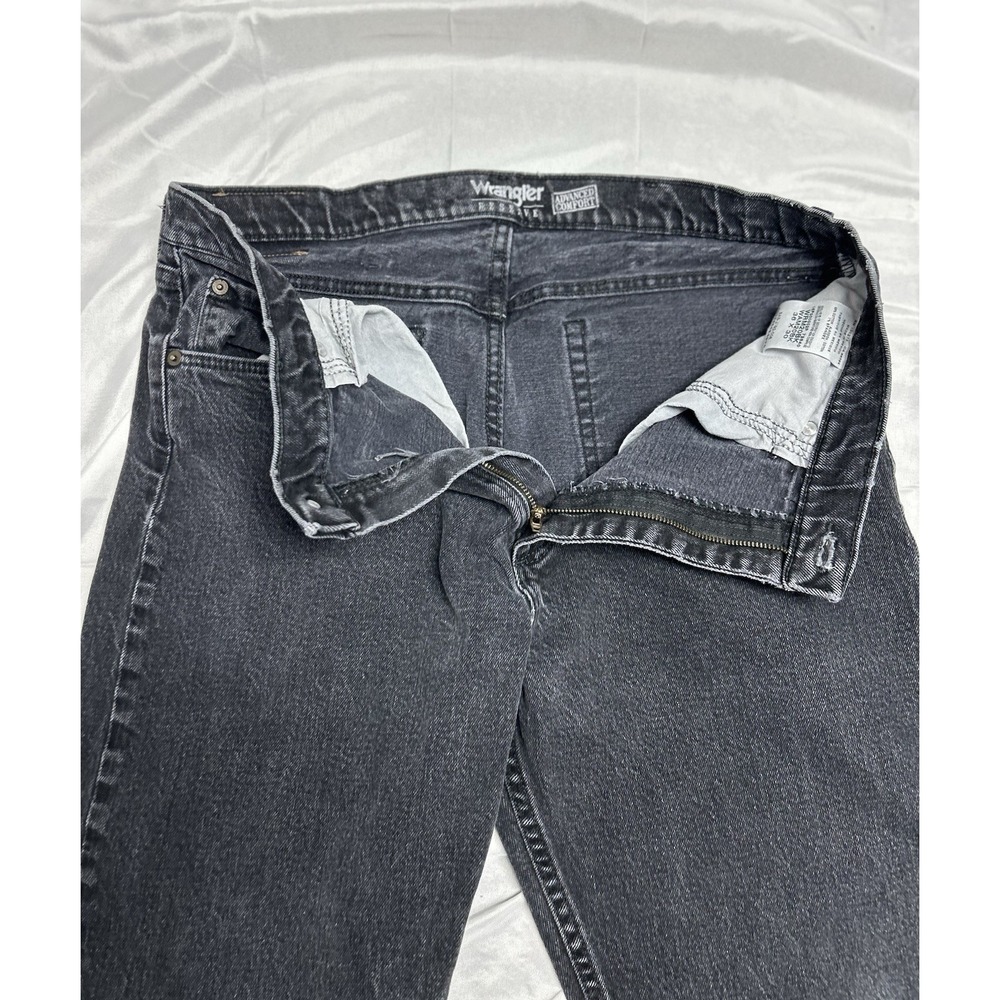 Wrangler Reserve Advanced Comfort Jeans Black Dark Wash Straight Western 36x30 - Picture 3 of 16